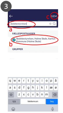 Skriv navnet på postkassen - for eksempel 'skolebestyrelsen'