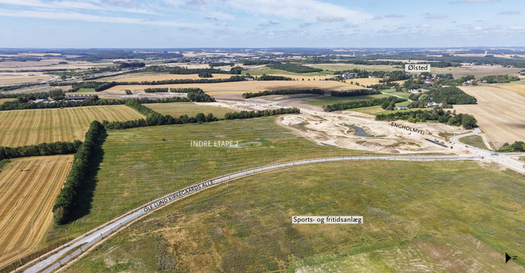 dronefoto af arealet i udbud