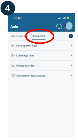 Hvis du skal ændre komme-gåtiderne frem i tid, skal du  klikke på fanen Planlægning