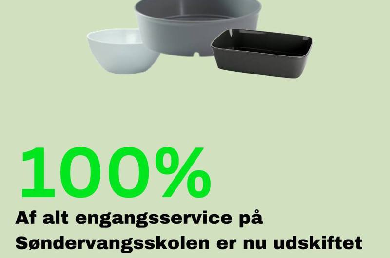100% af alt engangsservice på Søndervangskolen er nu udskiftet med vaskbar service