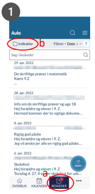 Tryk på indbakke øverst