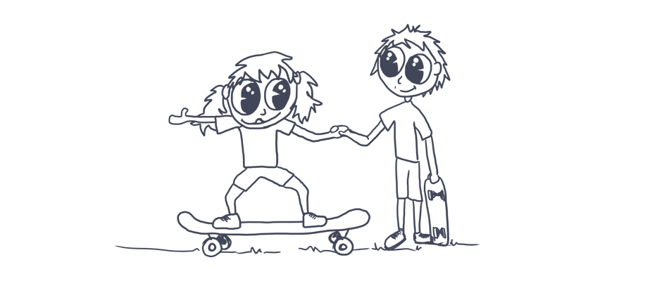 Børn, der skater sammen