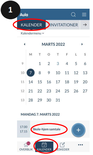 Samtalen ligger som en begivenhed i din kalender