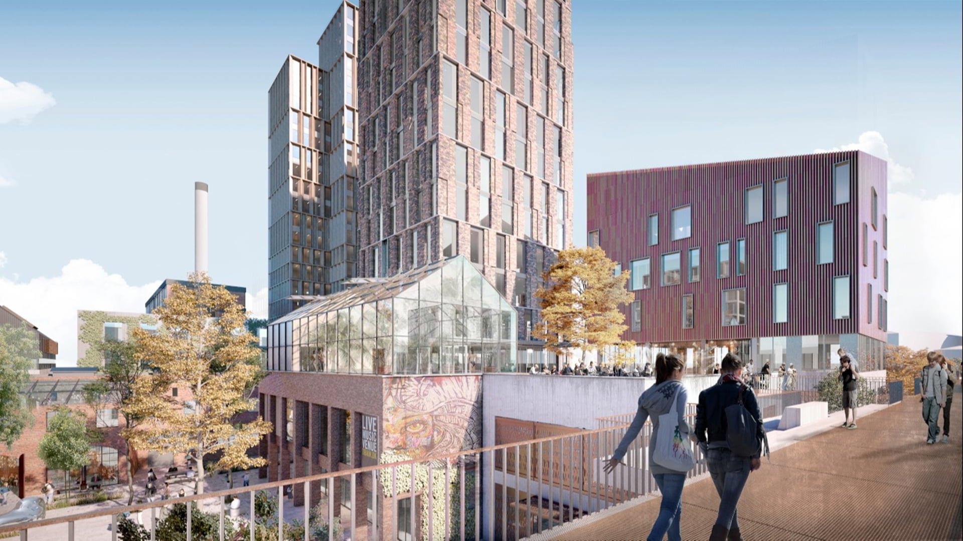 Visualisering af Engaards plan for sydhavnskvarteret, moderne bygninger. 