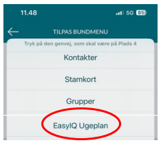 Tryk på 'EasyIQ Ugplan'.