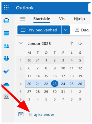 Tilføj kalender i Outlook