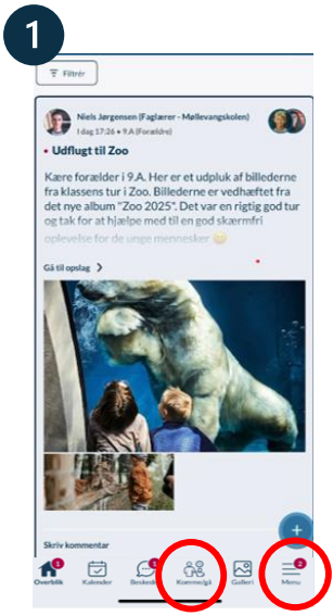 Tryk på komme-gå, hvis du  har den på din bundmenu